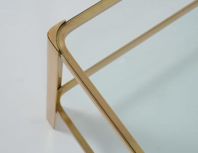 Rectangular Two Tier Coffee Table in Brass and Glass France 1970s