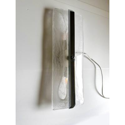 Rectangular Venied White Alabastro Murano Glass Chromed Wall Sconce A Pair