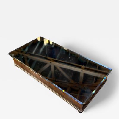 Rectangular Wood Box with Smoked Glass Lid