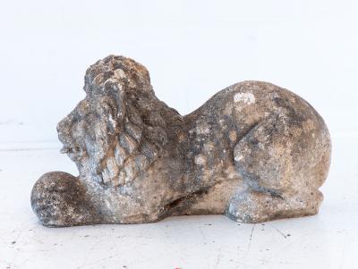 Recumbent Concrete Lion with Sphere France 1920s