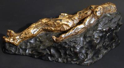 Recumbent Male Nude Gilded Bronze Sculpture by Agnes Yarnall 