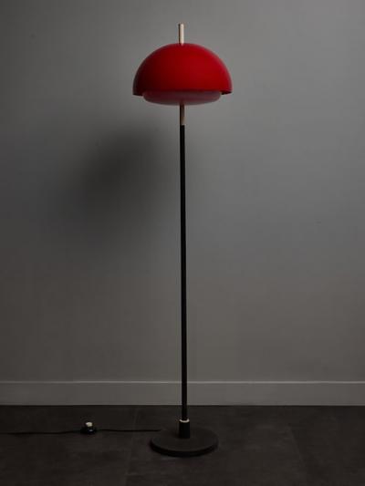 Red Acrylic Shade Vintage 1960s Floor Lamp