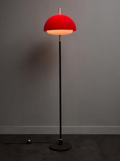 Red Acrylic Shade Vintage 1960s Floor Lamp