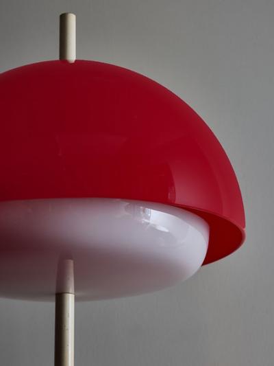 Red Acrylic Shade Vintage 1960s Floor Lamp
