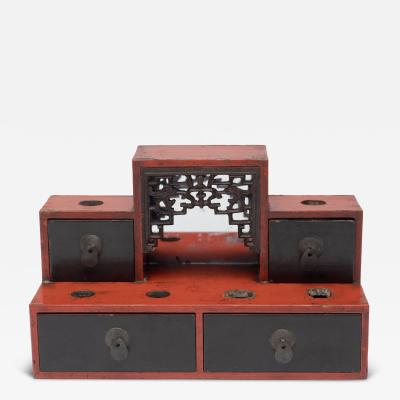 Red Black Lacquer Opium Stand