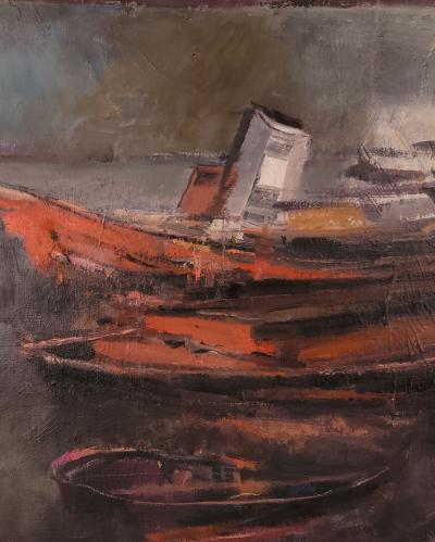 Red Boats Thames by Henry Krell