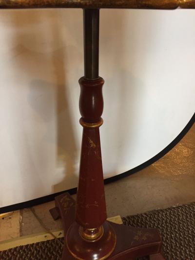 Red Chinoiserie Decorated Table Lamp with Custom Shades