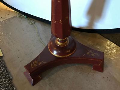 Red Chinoiserie Decorated Table Lamp with Custom Shades