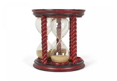 Red Decorated Lacquer Hour Glass