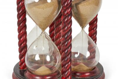 Red Decorated Lacquer Hour Glass