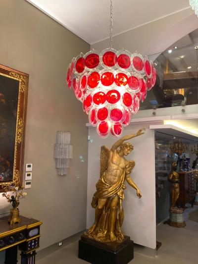 Red Disc Striking Murano Chandelier