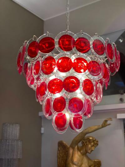 Red Disc Striking Murano Chandelier