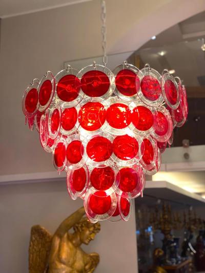 Red Disc Striking Murano Chandelier