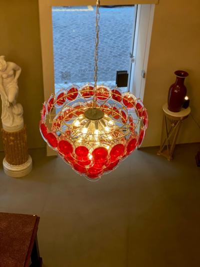 Red Disc Striking Murano Chandelier