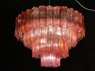 Red Fuchsia Murano Glass Tronchi Chandelier 1970