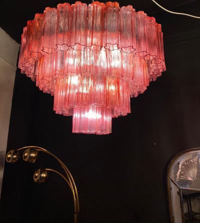 Red Fuchsia Murano Glass Tronchi Chandelier 1970