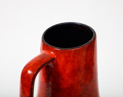Red Glazed Ceramic Monumental Pitcher c 1960