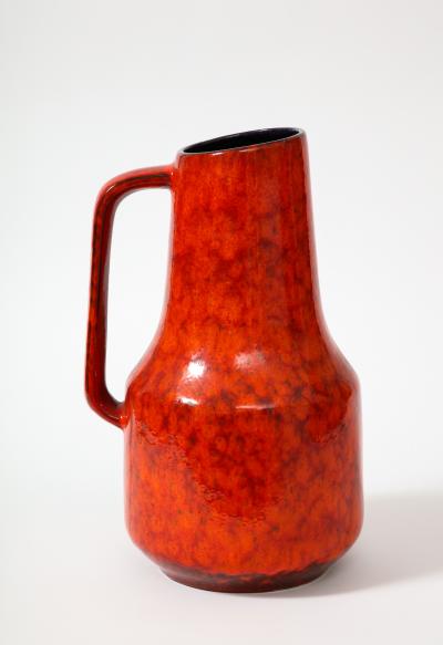 Red Glazed Ceramic Monumental Pitcher c 1960
