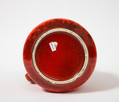 Red Glazed Ceramic Monumental Pitcher c 1960