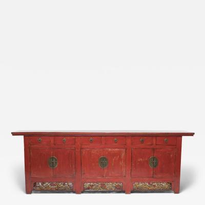 Red Lacquer Coffer with Gilt Carvings
