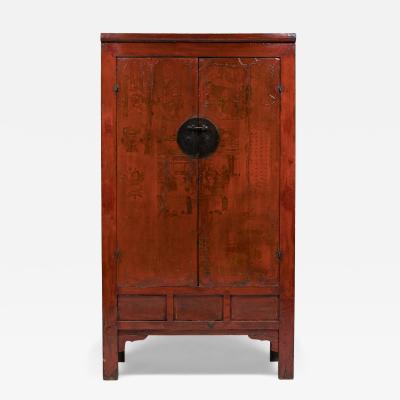 Red Lacquer Scholars Cabinet
