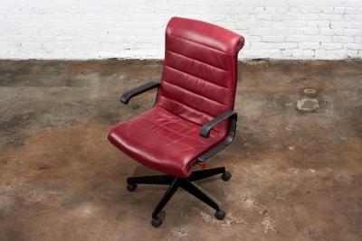 Red Leather Desk Chair by Richard Sapper for Knoll Inc Knoll Intl France 1992
