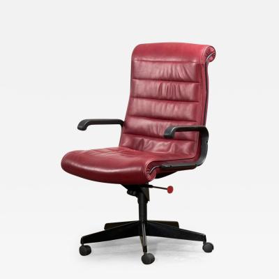 Red Leather Desk Chair by Richard Sapper for Knoll Inc Knoll Intl France 1992