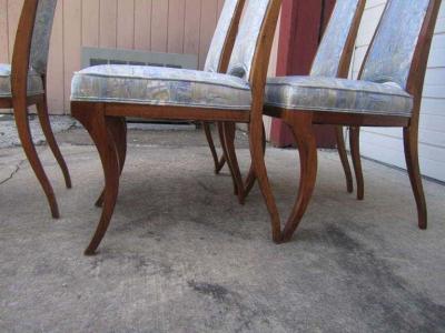 Red Lion 6 American Mid century Modern Burled Wood Dining Chairs Klismos Style