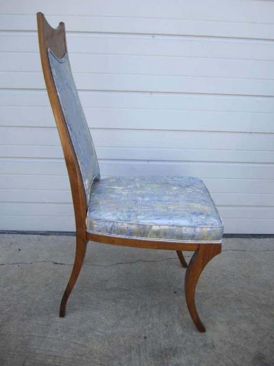 Red Lion 6 American Mid century Modern Burled Wood Dining Chairs Klismos Style