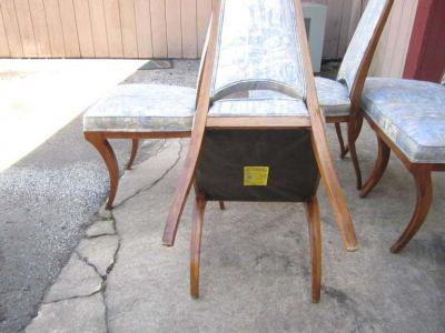 Red Lion 6 American Mid century Modern Burled Wood Dining Chairs Klismos Style