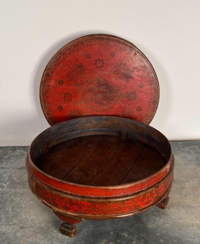 Red Round Box South East Asia Circa 19th Century