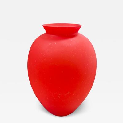 Red Satin Glass Vase Handblown Italian Art Glass