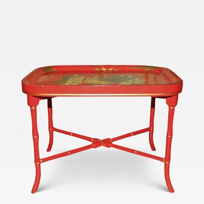 Red Tole Chinoiserie Tray