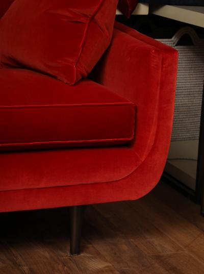 Red Velvet Thomas OBrien Martineau Sofa