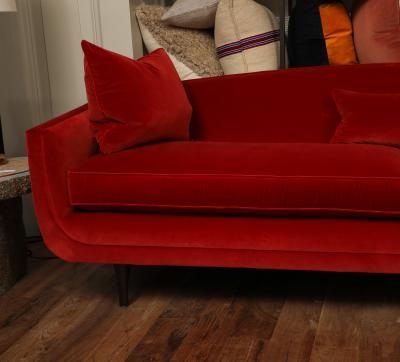 Red Velvet Thomas OBrien Martineau Sofa