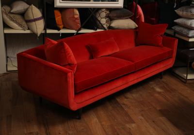 Red Velvet Thomas OBrien Martineau Sofa