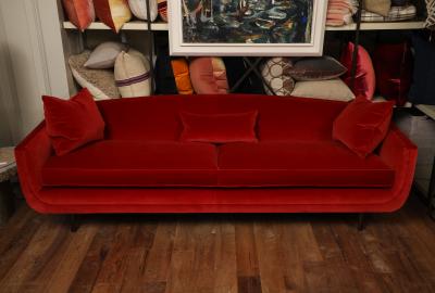 Red Velvet Thomas OBrien Martineau Sofa