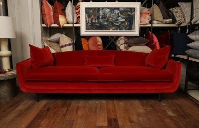 Red Velvet Thomas OBrien Martineau Sofa