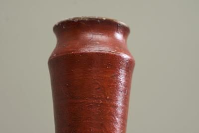 Red and Black Studio Pottery Vase with Sculptural Handles Mid 20th Century