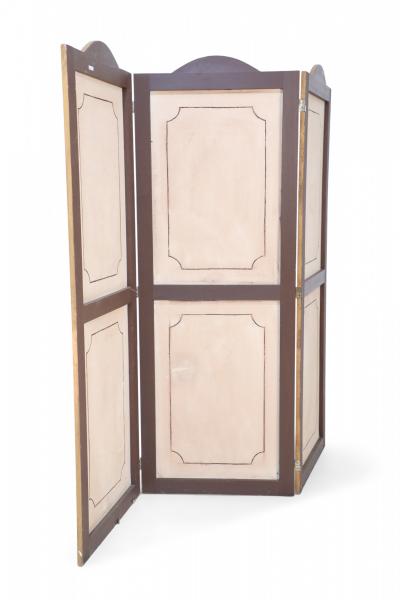 Red and Gold Chinoiserie Three Panel Screen