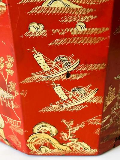 Red and Gold Lacquer Portable Tea Bucket and Cover Ryukyu Kingdom Okinawa