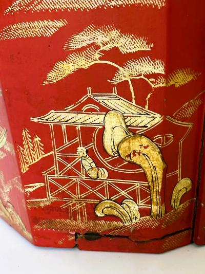 Red and Gold Lacquer Portable Tea Bucket and Cover Ryukyu Kingdom Okinawa