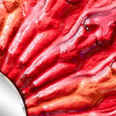 Red art glass framed mirror by Massimiliano Luzzi
