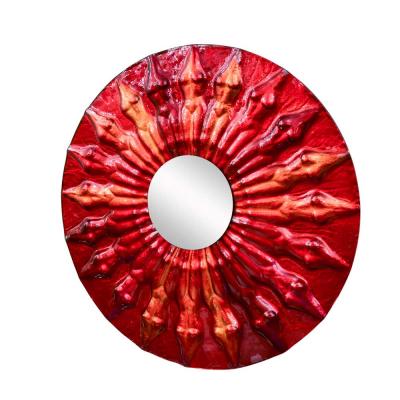 Red art glass framed mirror by Massimiliano Luzzi