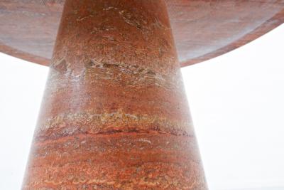 Red travertine dining table in style of Angelo Mangiarotti