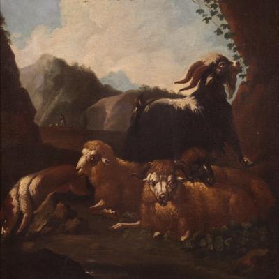 Refined bucolic landscape painting from the 17th century