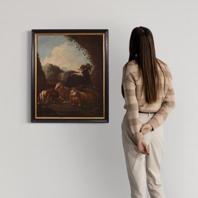 Refined bucolic landscape painting from the 17th century