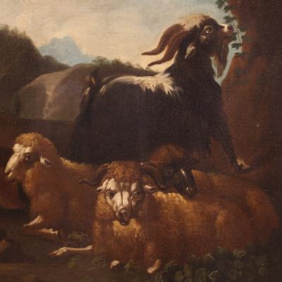 Refined bucolic landscape painting from the 17th century