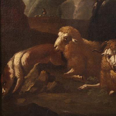 Refined bucolic landscape painting from the 17th century