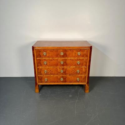 Refinished Biedermeier Four Drawer Satin Birch Chest Dresser or Commode 1850s
